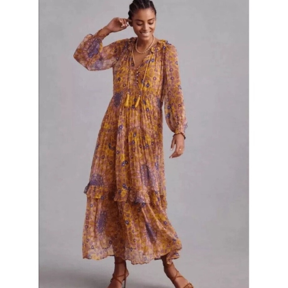 Anthropologie Marais Printed Chiffon Maxi DressNew With Tags